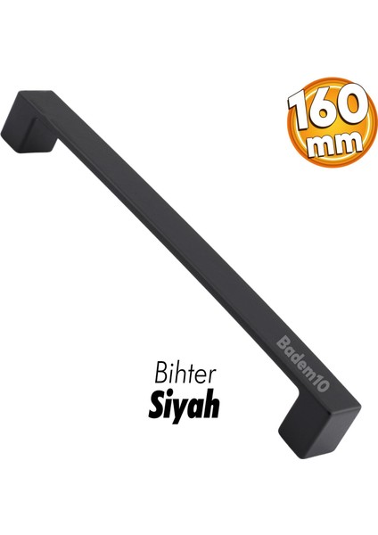 Bihter (160 mm - 16 cm) Siyah Metal Mobilya Mutfak Çekmece Dolabı Dolap Kapak Kulbu Kulpu Kulpları
