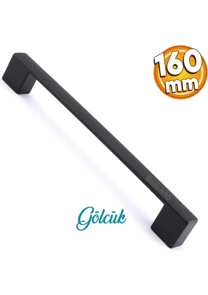 Gölcük Düz (160 mm - 16 cm) Siyah Metal Mobilya Mutfak Çekmece Dolap Dolabı Kapak Kulbu Kulpu Kulpları