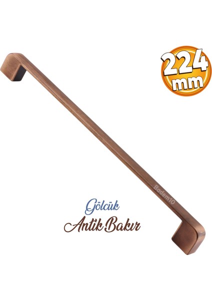 Gölcük Oval (224 mm - 22.4 cm) Metal Antik Bakır Mobilya Mutfak Çekmece Dolap Dolabı Kapak Kulbu Kulpu Kulpları