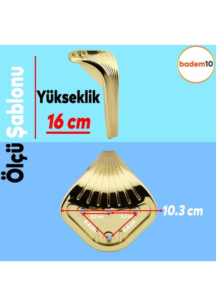 Lotus 6'lı Set Mobilya Tv Ünitesi Çekyat Koltuk Kanepe Destek Ayağı 16 Cm Altın Ayakları M8 Civatalı