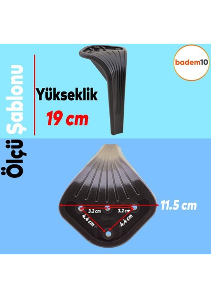 Lotus 6'lı Set Mobilya Tv Ünitesi Çekyat Koltuk Kanepe Destek Ayağı 19 Cm Siyah Ayakları M8 Civatalı fiyatları