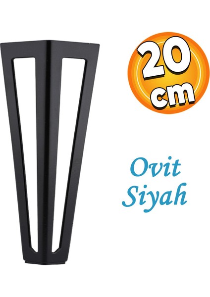 Ovit Mobilya Koltuk Kanepe Konsol Tv Ünitesi Sehpa Masa Ayağı Metal Ayakları 20 cm Siyah