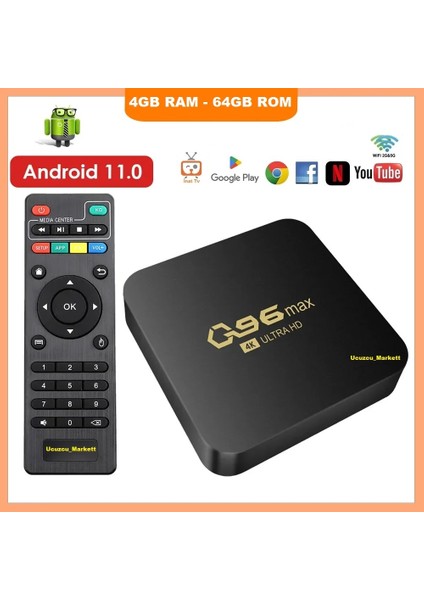 Ucuzcu Market Android Tv Box Q96-MAX (4gb Rom - 64GB Ram) Inat Tv Yüklenerek Gönderilecektir