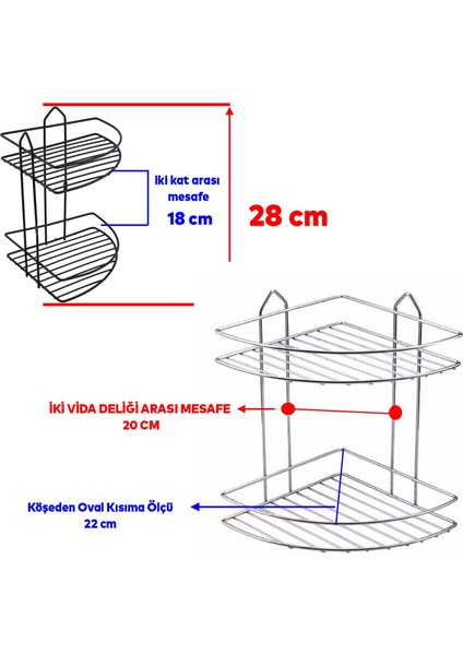 Oval Köşelik Small Banyo Krom 2 Katlı Şampuan Kese Sabun Duş Malzeme Estetik Köşe Raf Muhafaza fiyatları