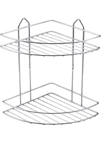 Oval Köşelik Small Banyo Krom 2 Katlı Şampuan Kese Sabun Duş Malzeme Estetik Köşe Raf Muhafaza modelleri