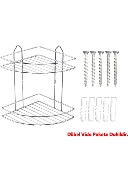 Oval Köşelik Small Banyo Krom 2 Katlı Şampuan Kese Sabun Duş Malzeme Estetik Köşe Raf Muhafaza indirimleri