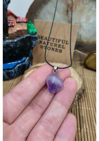 Sertifikalı Ametist Ham Doğal Taş Kolye