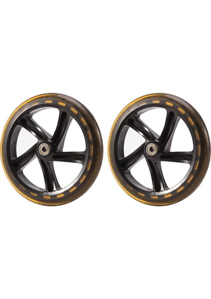 2 Adet Scooter Tekerleği 200 mm Pu Malzeme Tekerlek Kalınlığı 30 mm Abec-7 Rulmanlı Scooter Aksesuarları Şeffaf Siyah (Yurt Dışından)