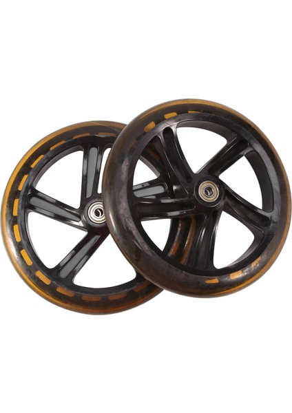 2 Adet Scooter Tekerleği 200 mm Pu Malzeme Tekerlek Kalınlığı 30 mm Abec-7 Rulmanlı Scooter Aksesuarları Şeffaf Siyah (Yurt Dışından)