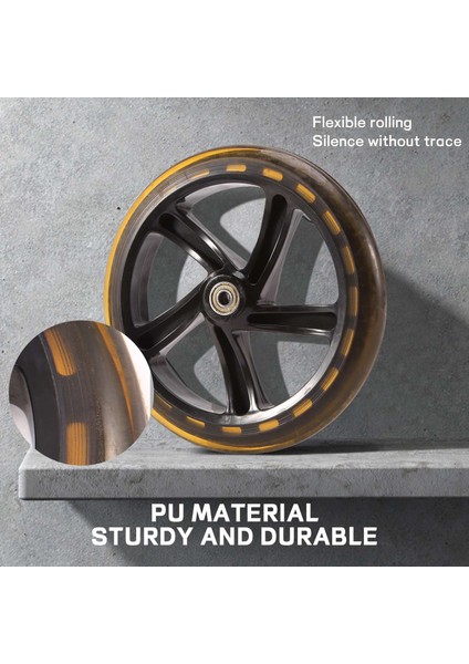 2 Adet Scooter Tekerleği 200 mm Pu Malzeme Tekerlek Kalınlığı 30 mm Abec-7 Rulmanlı Scooter Aksesuarları Şeffaf Siyah (Yurt Dışından)