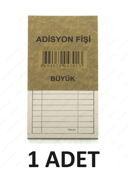 Adisyon Fişi Büyük 1 Adet