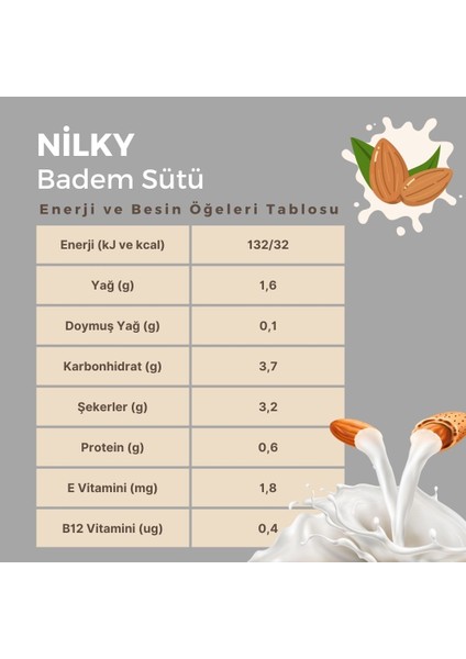 Badem Sütü Bitkisel Bazlı Laktosuz Vegan 12X1 Lt fırsatları