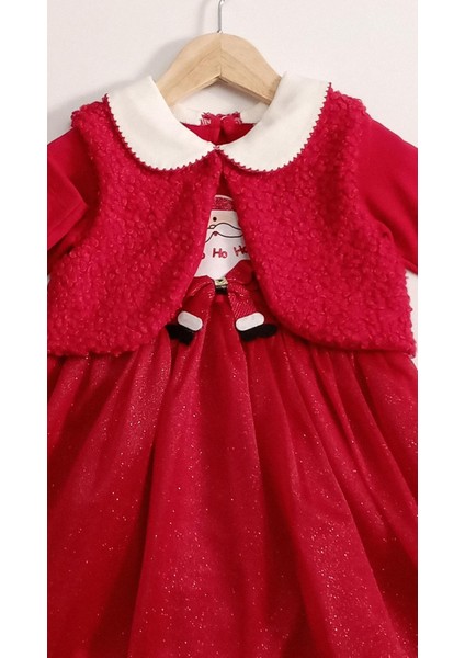 Kız Bebek Elbise Peluş Yelekli Noel Tasarım indirimleri