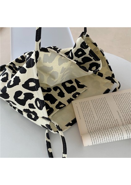 Moda Pirinç Leopar Desenli Tote Büyük Kapasiteli Hayvan Baskı Kanvas Omuzdan Askili Taşınabilir Kız Öğrenci Alışveriş Çanta (Yurt Dışından) fiyatları