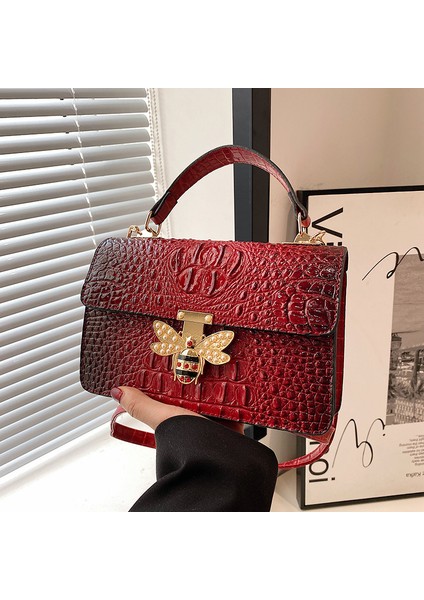 Timsah Desenli Kadın Omuz Degrade Küçük Arı Crossbody Hafif Lüks Kadın Çanta (Yurt Dışından)