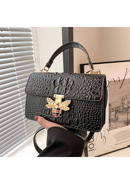 Timsah Desenli Kadın Omuz Degrade Küçük Arı Crossbody Hafif Lüks Kadın Çanta (Yurt Dışından)