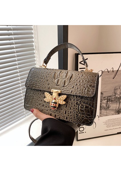Timsah Desenli Kadın Omuz Degrade Küçük Arı Crossbody Hafif Lüks Kadın Çanta (Yurt Dışından)
