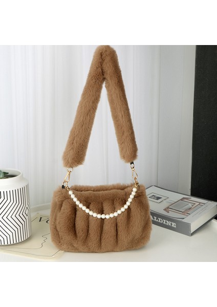 Taklit Rex Tavşan Peluş Kadın Sonbahar ve Kış Niş Tasarım Koltuk Altı Omuz El Peluş Çanta (Yurt Dışından)