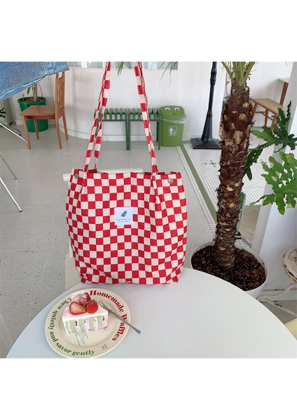 Kadın Kore Tarzı Kadife Dört Düğmeli Omuz Büyük Kapasiteli Sanatsal Omuz Kadın Öğrenci Alışveriş Çanta (Yurt Dışından)