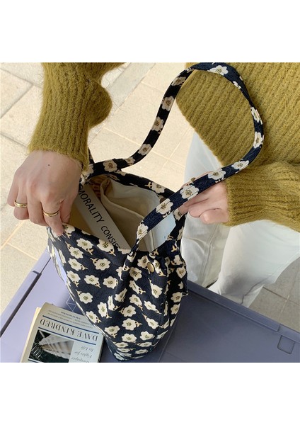 Kadın Kore Tarzı Kadife Dört Düğmeli Omuz Büyük Kapasiteli Sanatsal Omuz Kadın Öğrenci Alışveriş Çanta (Yurt Dışından) fiyatları