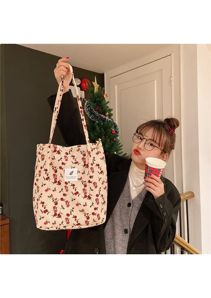 Kadın Kore Tarzı Kadife Dört Düğmeli Omuz Büyük Kapasiteli Sanatsal Omuz Kadın Öğrenci Alışveriş Çanta (Yurt Dışından) indirimleri