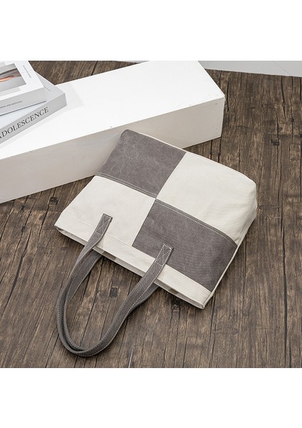 Büyük Kapasiteli Kontrast Kanvas Kadın Omuz Rahat Retro Tote Renk Eşleştirme Kişiselleştirilmiş Çanta (Yurt Dışından) fırsatları