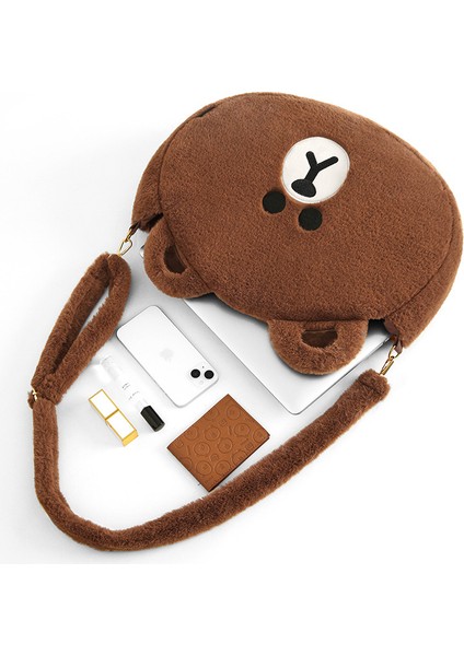 Peluş Kadın Sonbahar ve Kış Popüler Kore Versiyonu Öğrenci Omuz Crossbody Çanta (Yurt Dışından)