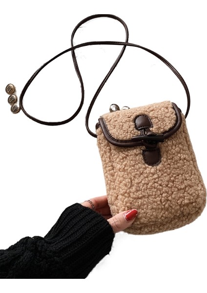 Kuzu Peluş Sonbahar ve Kış Popüler Crossbody Cep Telefonu Çanta (Yurt Dışından)
