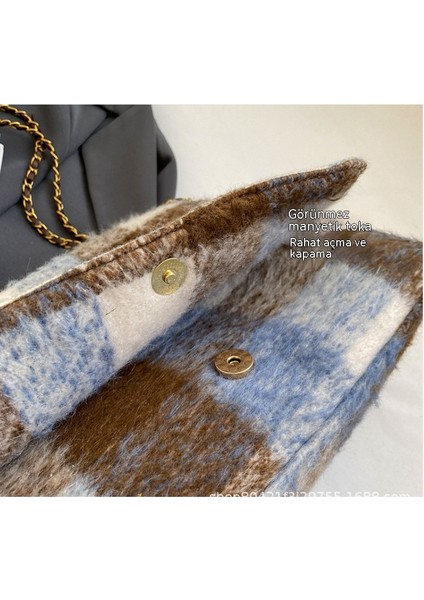 Sonbahar ve Kış Kapasitesi Büyük Yün Zincir Koltuk Altı Crossbody Çanta (Yurt Dışından)