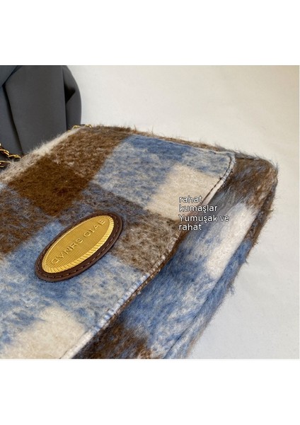 Sonbahar ve Kış Kapasitesi Büyük Yün Zincir Koltuk Altı Crossbody Çanta (Yurt Dışından)
