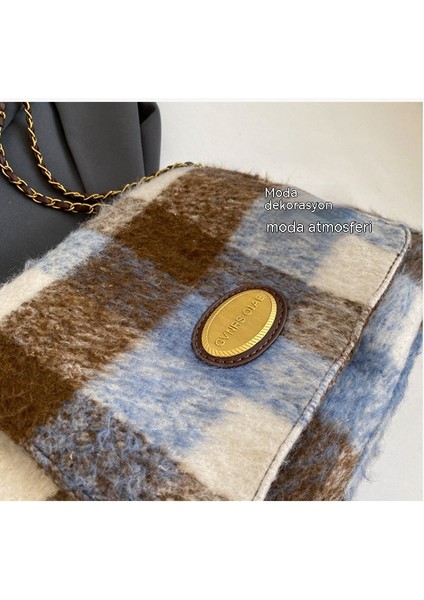 Sonbahar ve Kış Kapasitesi Büyük Yün Zincir Koltuk Altı Crossbody Çanta (Yurt Dışından)