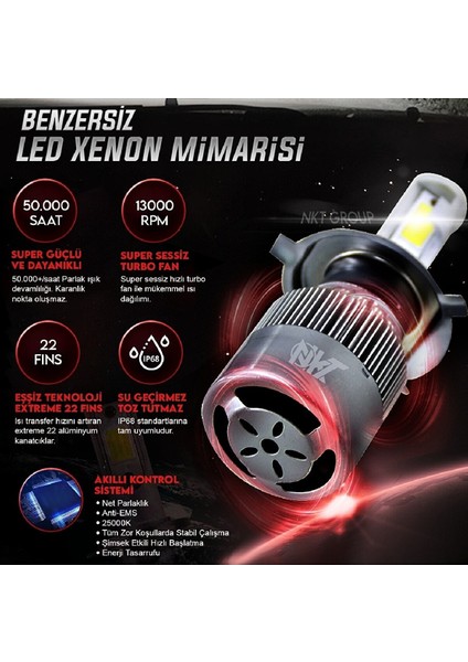 Cıtroen C3 2002-2009 H7 Kısa Far Xenon LED Şimşek Etkili Buz Mavi modelleri