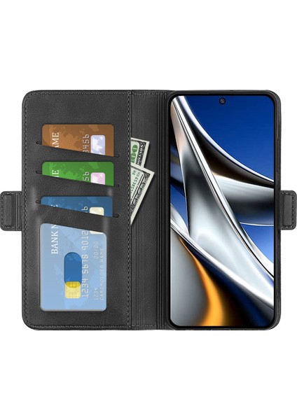Folio Flip Çift Class Pu Deri Telefon Kabuğu Xiaomi Poco X4 Pro 5g, Katlanabilir Ayarlanabilir Stand Vaka Telefon Cüzdan Aksesuar-Black (Yurt Dışından) fiyatları