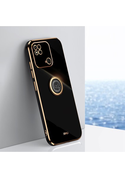 Xiaomi Redmi Için Xinli 10C 4g Telefon Kılıfı Elektrokaplama Altın Kenar Yüzük Tutucu Kickstand Tpu Telefon Kapak Black (Yurt Dışından) indirimleri