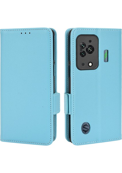 Xiaomi Black Shark Için 5 Cep Telefonu Kılıf Damla Koruma Karşıtı Yaşam Anti Litchi Doku Cüzdan Standı Pu Deri Manyetik Kabuk Baby Mavi (Yurt Dışından)