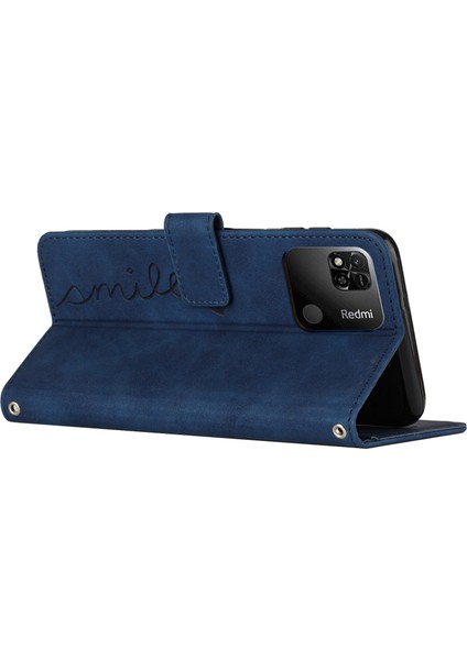 Xiaomi Için Redmi 10C/REDMI 10 (Hindistan) Kalp Şekli Baskılı Cüzdan Kılıf Deri Touch Hissed Pu Deri Bilek Kayışı Stand Flip Telefon Kapağı Sapfire (Yurt Dışından) indirimleri
