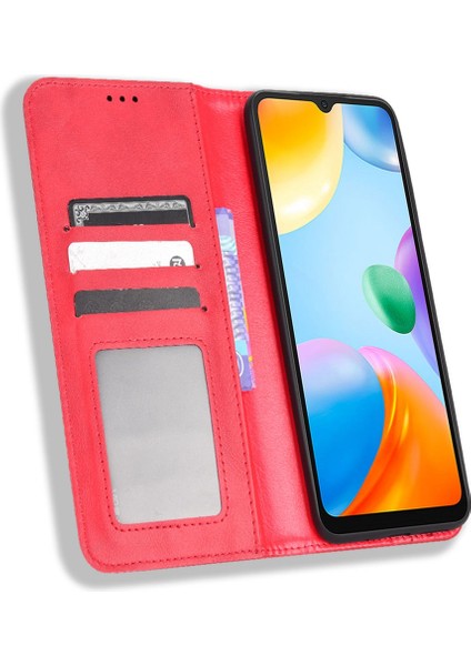 Xiaomi Redmi Için Retro Pu Deri Koruyucu Kılıf 10C Mozaik Baskı Folio Flip Kapak Otomatik Manyetik Kapalı Stand Kabuğu Cüzdan-Kırmızı ile (Yurt Dışından) fiyatları