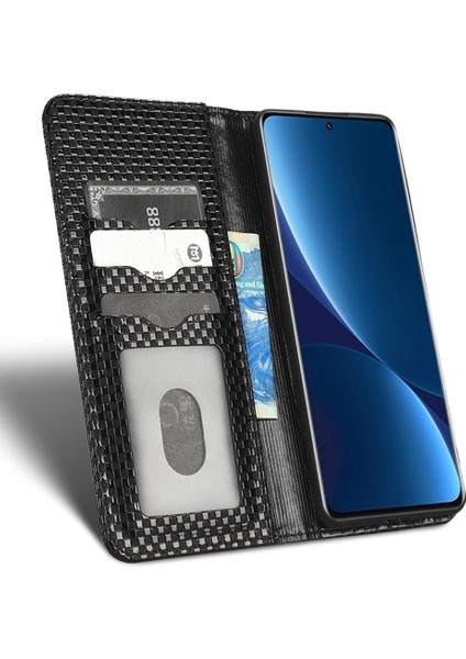 Xiaomi Için 12 Lite 5g Anti-Çizelge Anti-Slatch Telefon Kılıfı Manyetik Izgara Doku Pu Deri Stand Telefon Cüzdan Kapak Black (Yurt Dışından) fiyatları