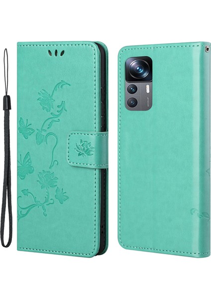 Xiaomi 12T 5g/redmi K50 Ultra 5G/12T Pro 5g Kelebek Çiçek Baskılı Pu Deri Telefon Kılıf Cüzdan Stand Tam Koruma Kapak (Yurt Dışından)