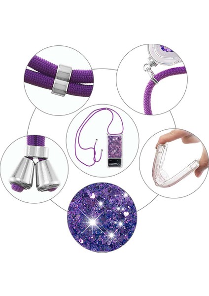 Xiaomi Için Yb Quicksand Poco X4 Pro 5g Parlak Glitter Sıvı Quicksand Cep Telefon Kılıfı Koruyucu Tpu Kabuklu Mor/kalpler (Yurt Dışından)