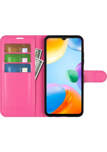 Xiaomi Için Redmi 10C/REDMI 10 (Hindistan) Stand Fonksiyon Litchi Doku Deri Kılıf Cüzdan Manyetik Cep Telefonu Koruyucu Ros (Yurt Dışından) modelleri