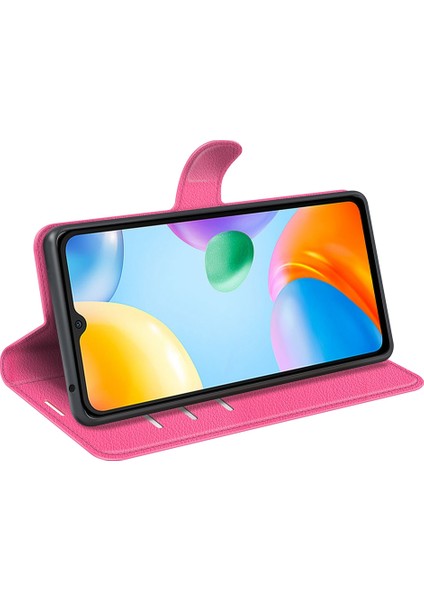 Xiaomi Için Redmi 10C/REDMI 10 (Hindistan) Stand Fonksiyon Litchi Doku Deri Kılıf Cüzdan Manyetik Cep Telefonu Koruyucu Ros (Yurt Dışından) fırsatları