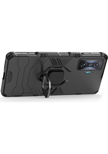 Xiaomi Için Poco F4 Gt/redmi K50 Oyun Yüzük Tutucu Kickstand Shockproof Sert Pc+Yumuşak Tpu Hibrid Telefon Kılıfı Black (Yurt Dışından) modelleri