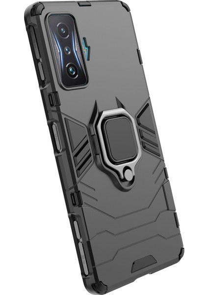 Xiaomi Için Poco F4 Gt/redmi K50 Oyun Yüzük Tutucu Kickstand Shockproof Sert Pc+Yumuşak Tpu Hibrid Telefon Kılıfı Black (Yurt Dışından) indirimleri