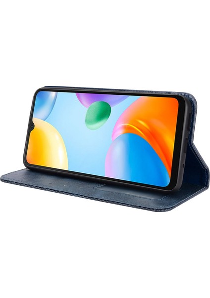 Xiaomi Redmi Için Retro Pu Deri Koruyucu Kılıf 10C Mozaik Basılı Folio Flip Kapak Otomatik Manyetik Kapalı Stand Kabuğu Cüzdan-Blue (Yurt Dışından)