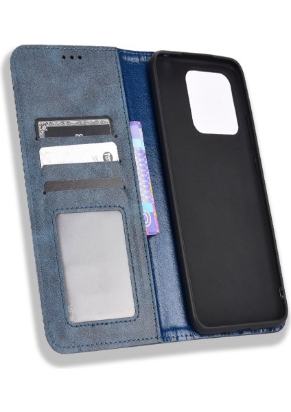 Xiaomi Redmi Için Retro Pu Deri Koruyucu Kılıf 10C Mozaik Basılı Folio Flip Kapak Otomatik Manyetik Kapalı Stand Kabuğu Cüzdan-Blue (Yurt Dışından)