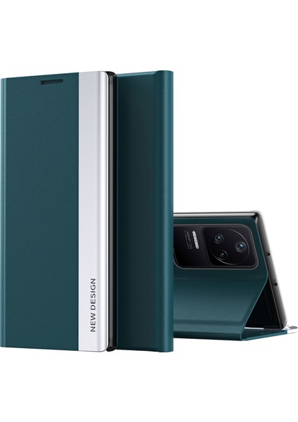 Xiaomi Için Poco F4 5g/redmi K40S 5g Folio Flip Pu Deri Stand Otomatik Emilim Elektroduation Cep Telefonu Kapak Yeşil (Yurt Dışından)