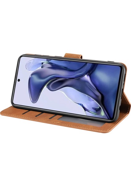 Xiaomi Poco X4 Pro 5g Pu Deri Manyetik Kapatma Çanak Çantası Stand Şok Geçirmez Folio Cüzdan Kapağı Kayış-Kahverengi (Yurt Dışından) modelleri