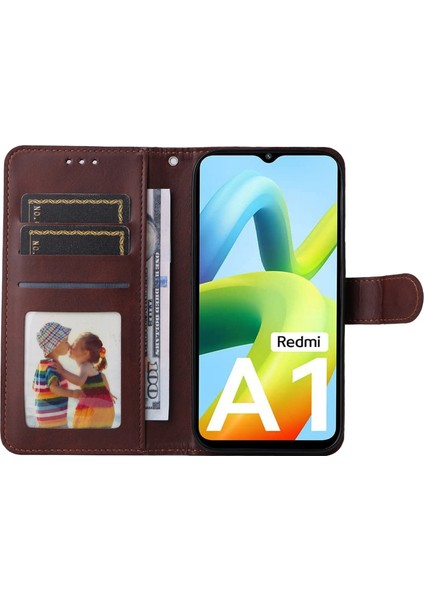 Xiaomi Için Redmi A1 4g/a2 4g Buzağı Dokusu Pu Deri Dergisi Folio Flip Case Manyetik Toka Telefon Cüzdan Kapak Kılıfı (Yurt Dışından)