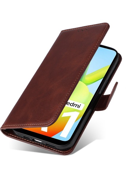 Xiaomi Için Redmi A1 4g/a2 4g Buzağı Dokusu Pu Deri Dergisi Folio Flip Case Manyetik Toka Telefon Cüzdan Kapak Kılıfı (Yurt Dışından)